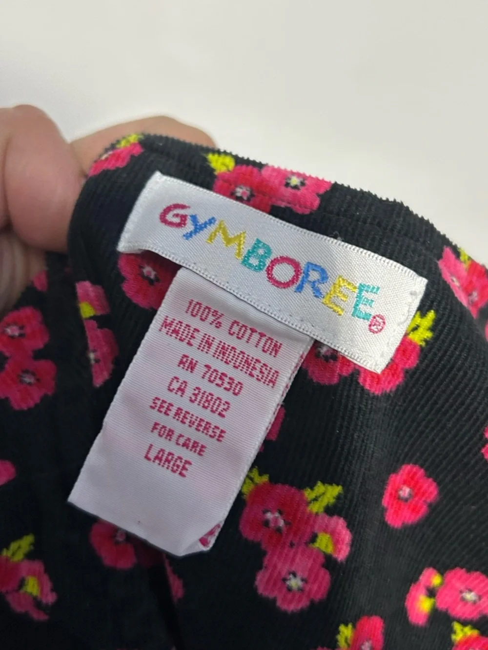 Gymboree Vintage Y2K‎ Floral Black Ribbed Dress Girls Size Large